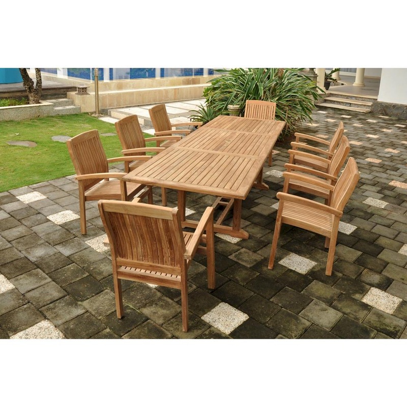 Bahama Stackable Sahara 9-Pieces Rectangular Dining Set A By Anderson Teak