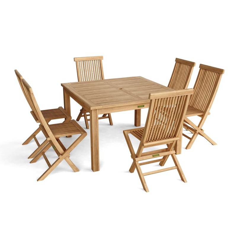 Windsor Classic Chair 7-Pieces Folding Dining Set By Anderson Teak
