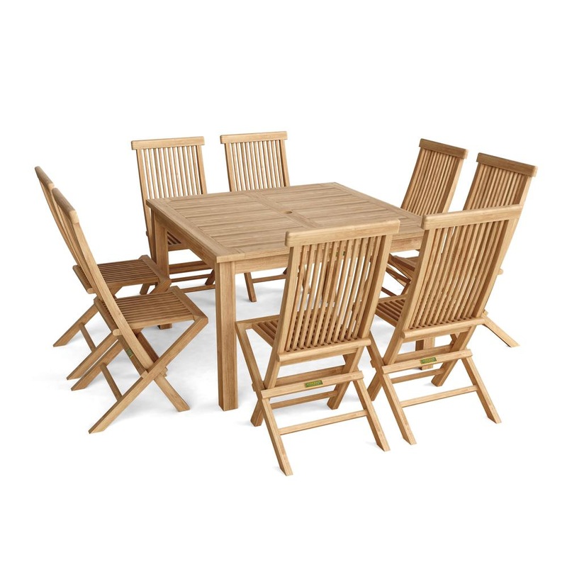 Windsor Classic Chair 9-Pieces Folding Dining Set By Anderson Teak