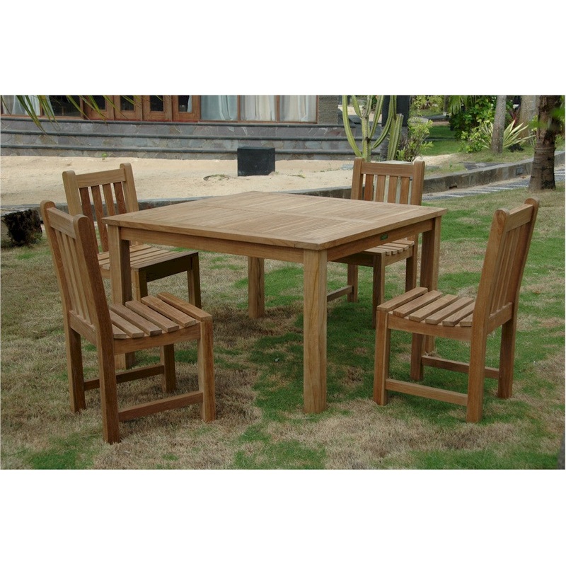 Windsor Classic Side Chair 5-Pieces Dining Table Set By Anderson Teak