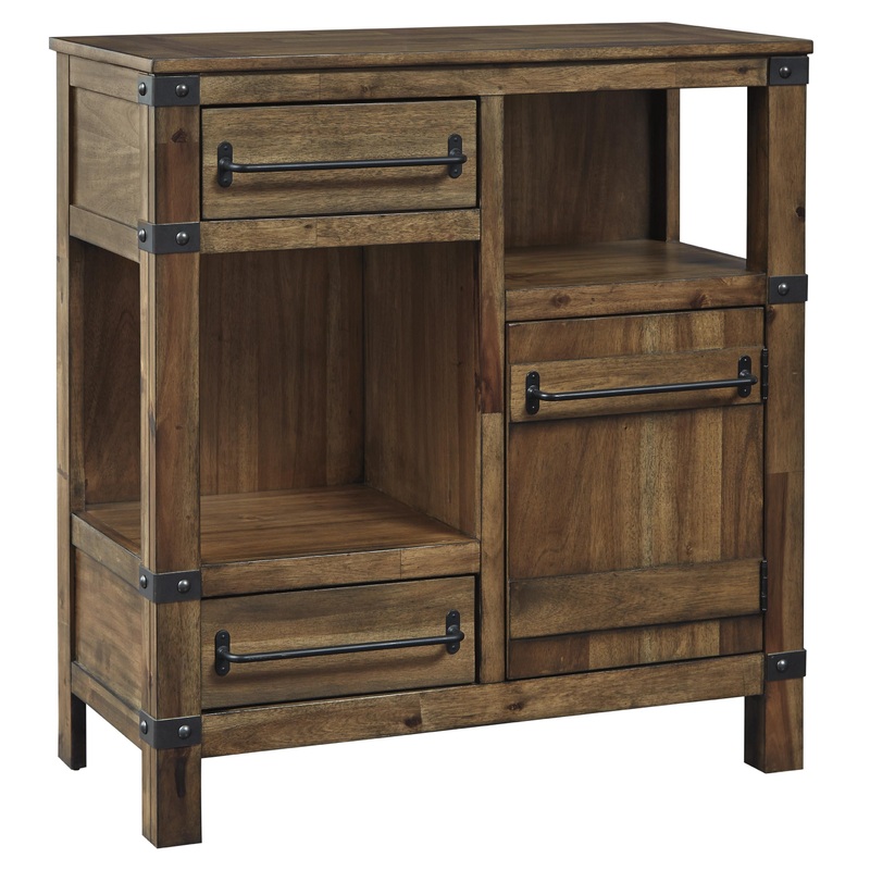 2 Drawer And 1 Door Accent Cabinet With 2 Open Compartments, Brown By Benzara
