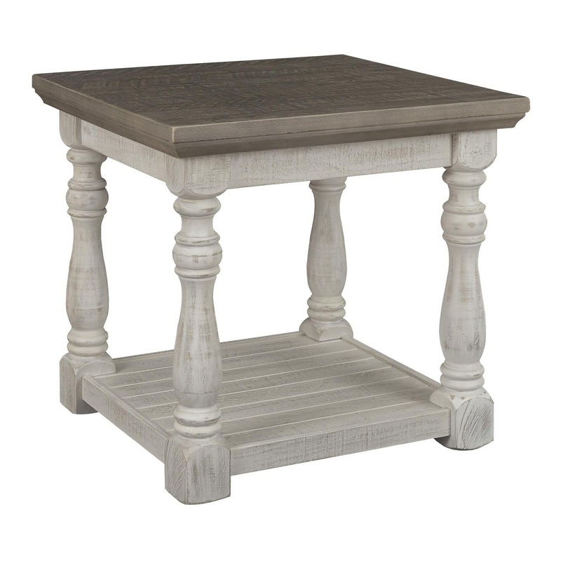 Plank Style End Table With Turned Legs And Open Shelf, White And Gray By Benzara