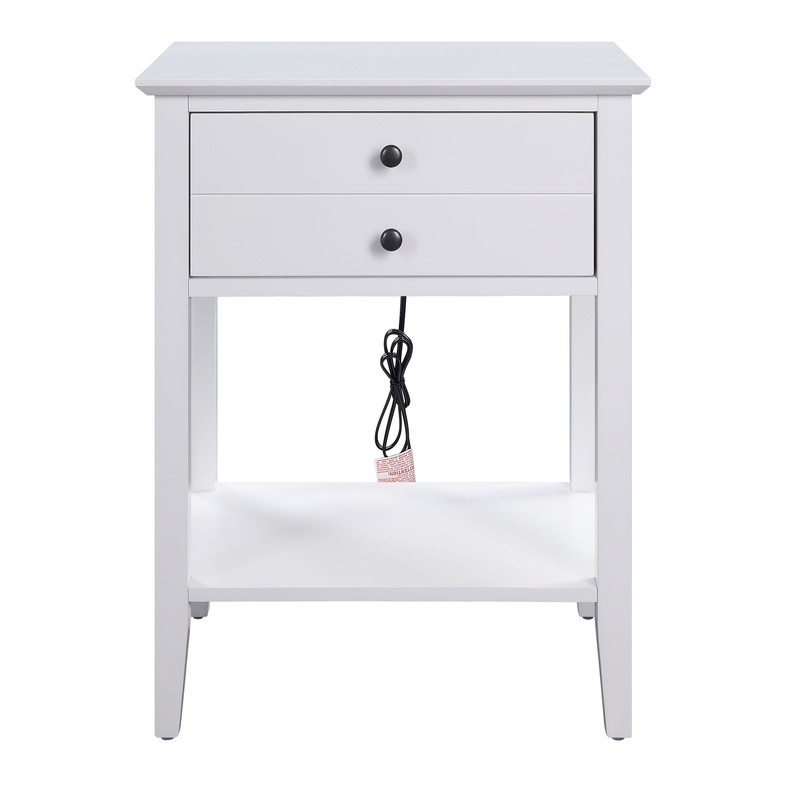 Rectangular Wooden Side Table With 1 Drawer And 1 Bottom Shelf, White By Benzara