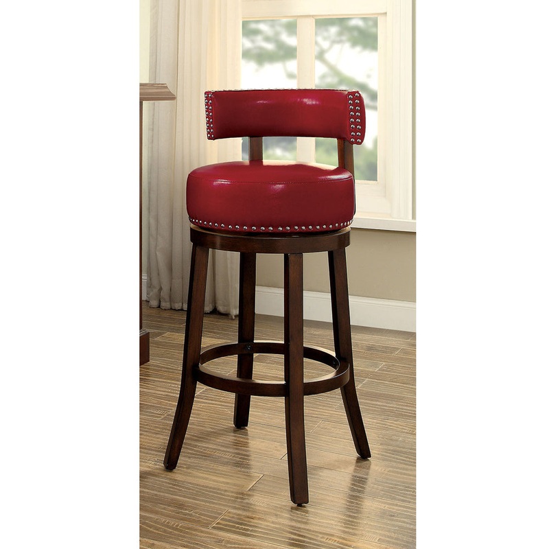 Shirley Contemporary 24" Barstool Withpu Cushion, Red Finish, Set Of 2 By Benzara