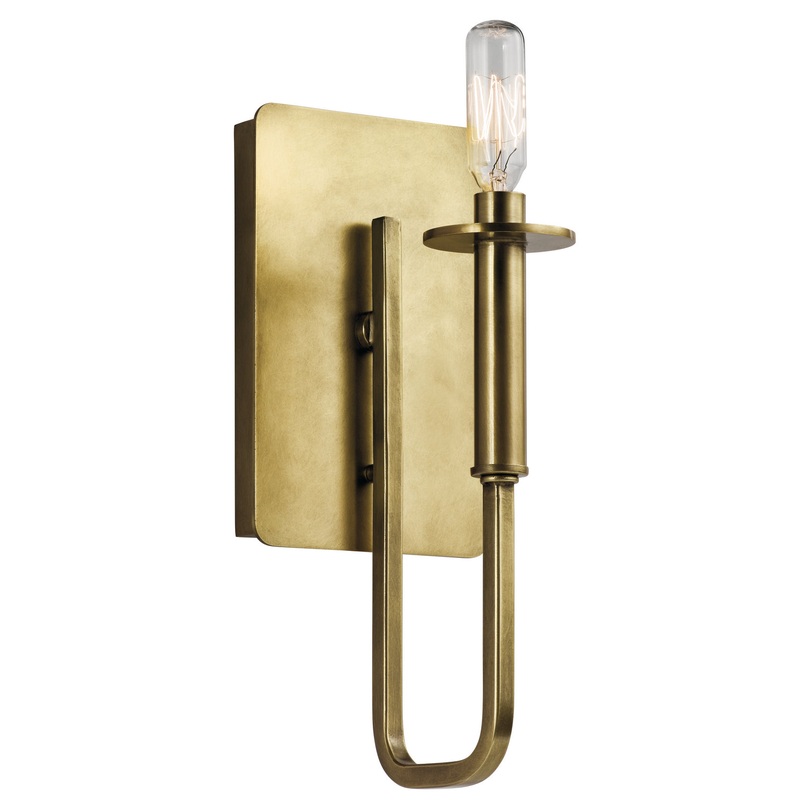 Alden One Light Wall Sconce in Natural Brass