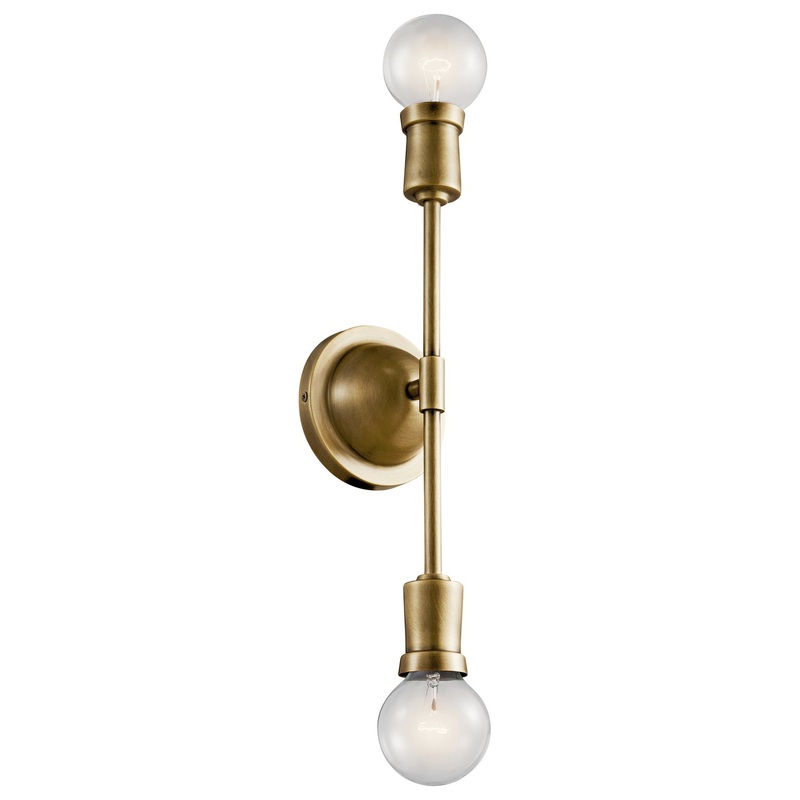 Armstrong Two Light Wall Sconce in Natural Brass