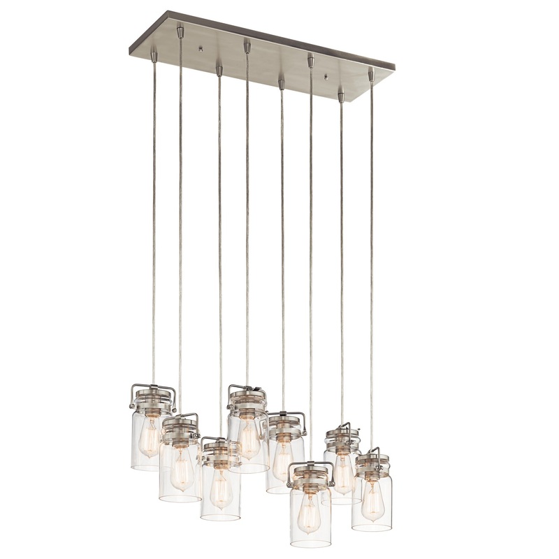 Brinley Eight Light Linear Chandelier in Brushed Nickel