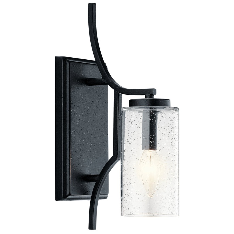Vara One Light Wall Sconce in Distressed Black