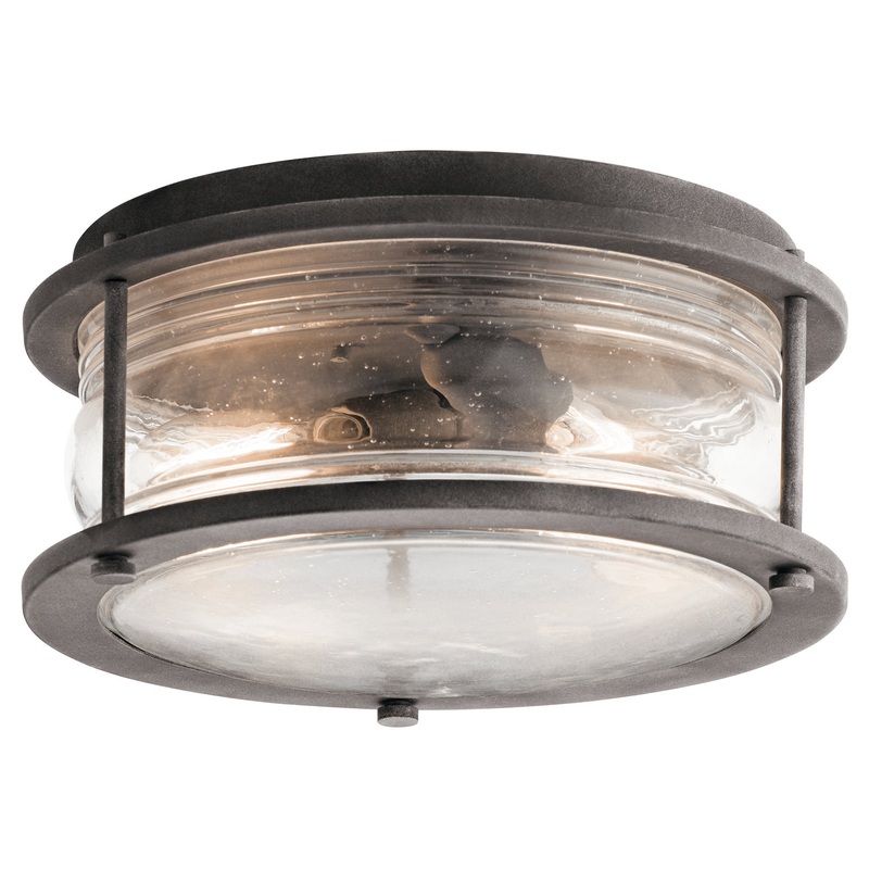 Ashland Bay Two Light Outdoor Ceiling Mount in Weathered Zinc