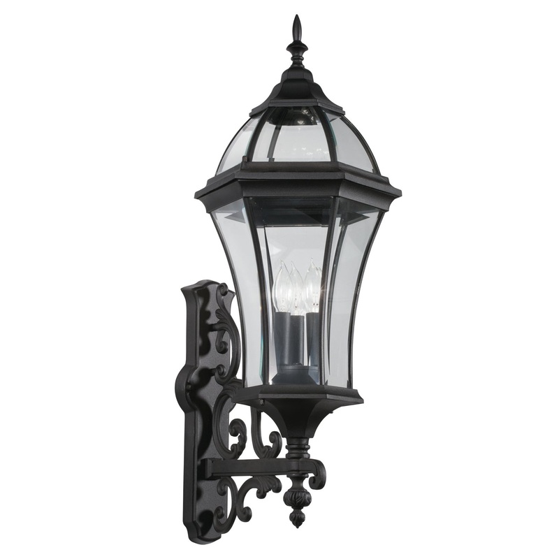 Townhouse Three Light Outdoor Wall Mount in Black