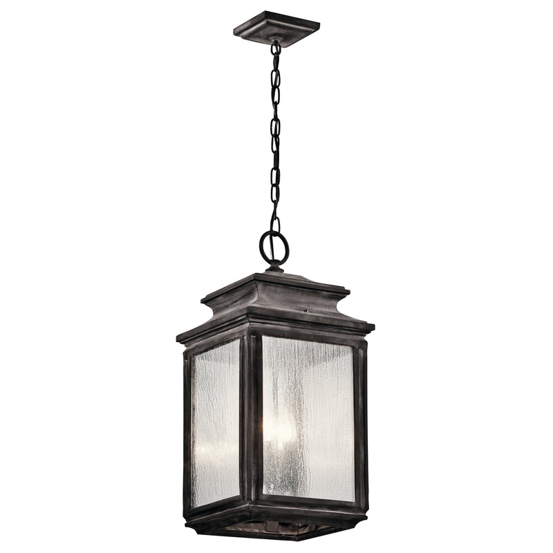 Wiscombe Park Four Light Outdoor Pendant in Weathered Zinc