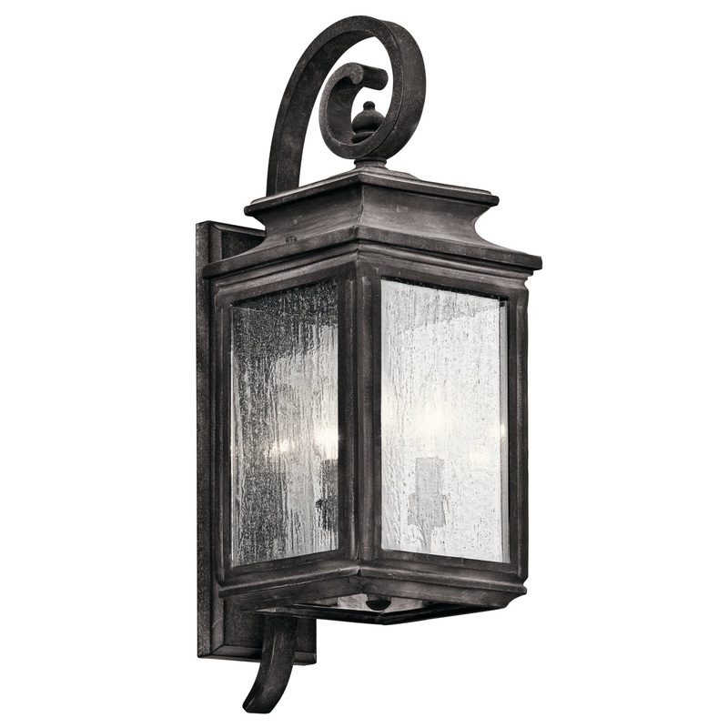 Wiscombe Park Three Light Outdoor Wall Mount in Weathered Zinc