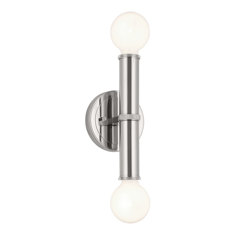 Torche Two Light Wall Sconce in Polished Nickel