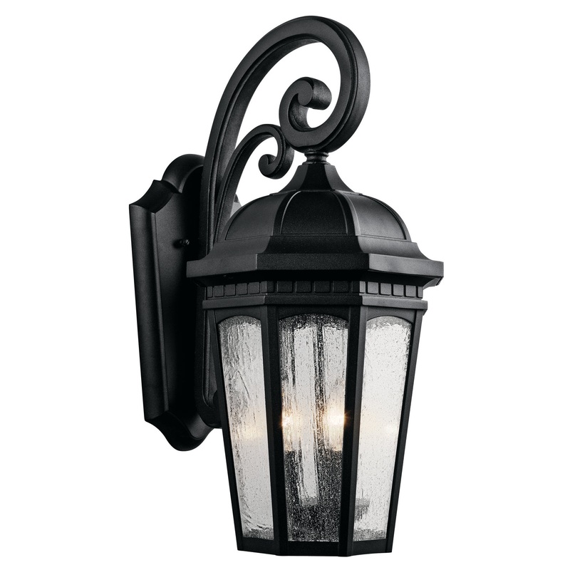 Courtyard Three Light Outdoor Wall Mount in Textured Black